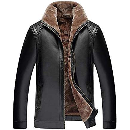 VESTE CUIR DOUBLÉE FAUSSE FOURRURE VESTE CUIR DOUBLÉE FAUSSE FOURRURE
