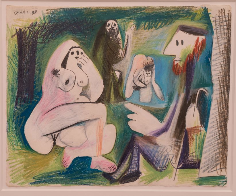 Picasso, Déjeuner sur L'herbe - Manet - Picasso - Mougins 17 juin 1962 - Pastels gras et crayon graphite - Esthétique Homme