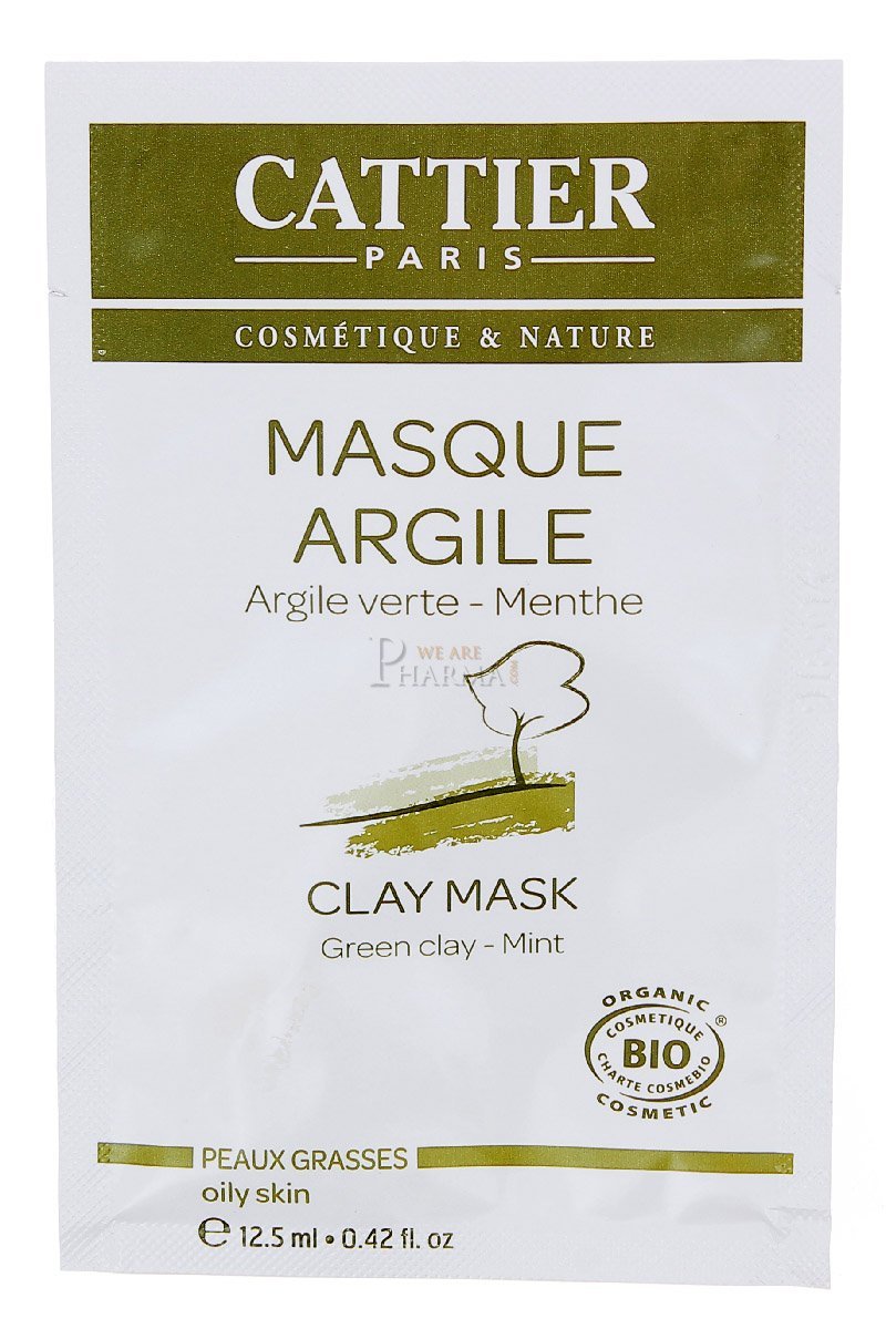 Masque argile verte Romarin et Menthe sachet unidose Cattier