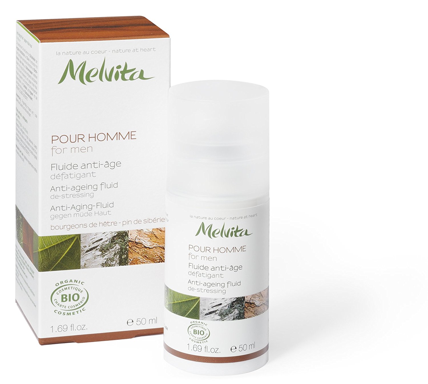 Melvita Fluide anti âge Homme Bourgeon Hêtre et Pin de Sibérie 50ml