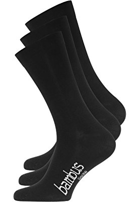 Lot de 3 paires de chaussettes BAMBOUS – pointe remaillée main – sans élastique – homme – noir